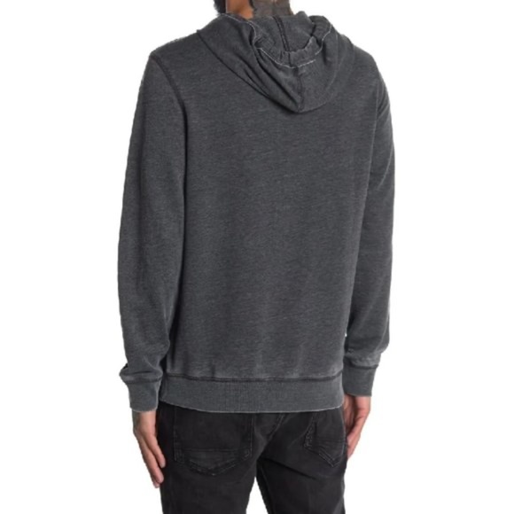 NEW UNION DENIM Napa Burnout French Terry Hoodie In Black SIZE LARGE NWT HOOD - Picture 2 of 2